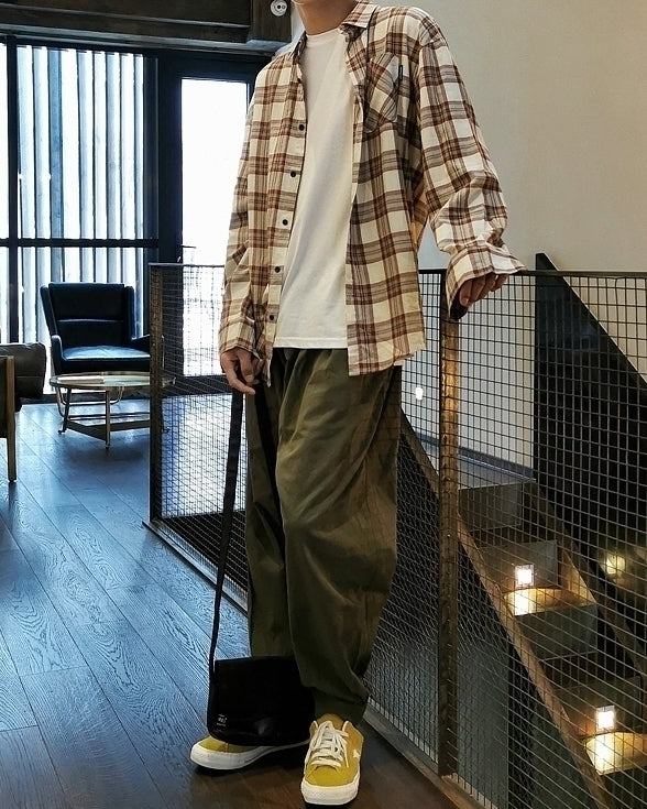 Plaid Casual Long Sleeve Shirt Korean Style Jacket