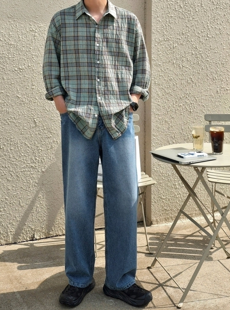 Plaid Casual Loose Fit Long Sleeve Shirt