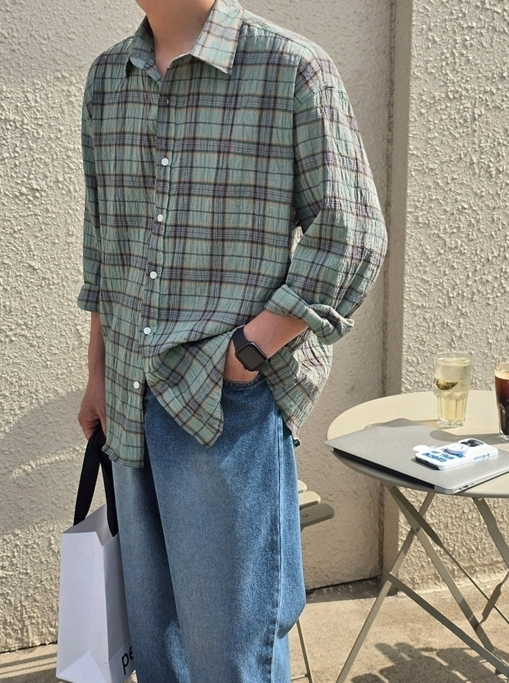 Plaid Casual Loose Fit Long Sleeve Shirt