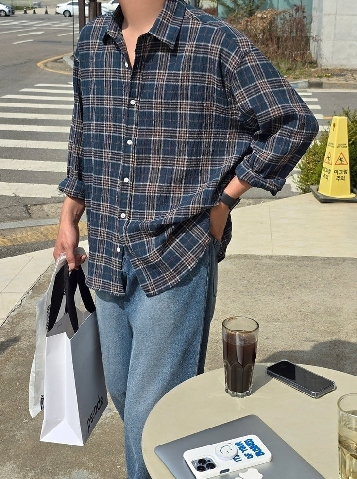 Plaid Casual Loose Fit Long Sleeve Shirt