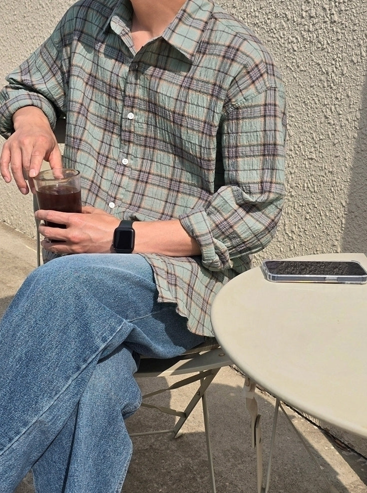 Plaid Casual Loose Fit Long Sleeve Shirt