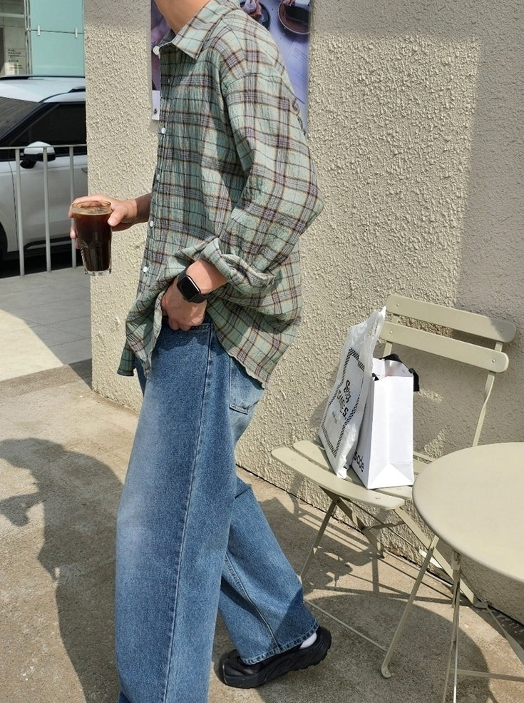 Plaid Casual Loose Fit Long Sleeve Shirt