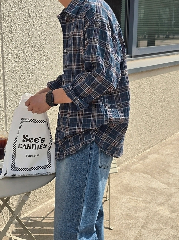 Plaid Casual Loose Fit Long Sleeve Shirt