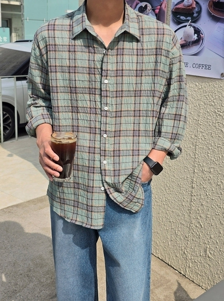 Plaid Casual Loose Fit Long Sleeve Shirt