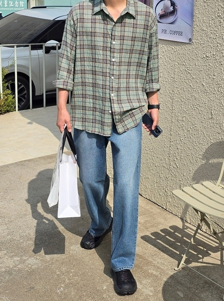 Plaid Casual Loose Fit Long Sleeve Shirt
