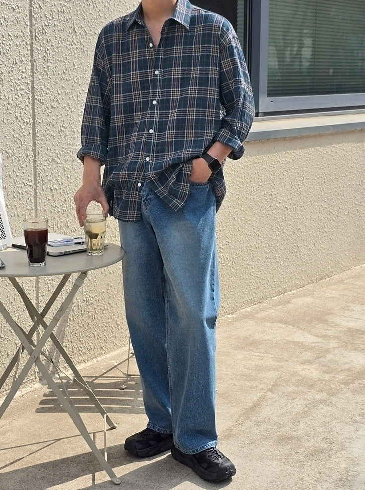 Plaid Casual Loose Fit Long Sleeve Shirt