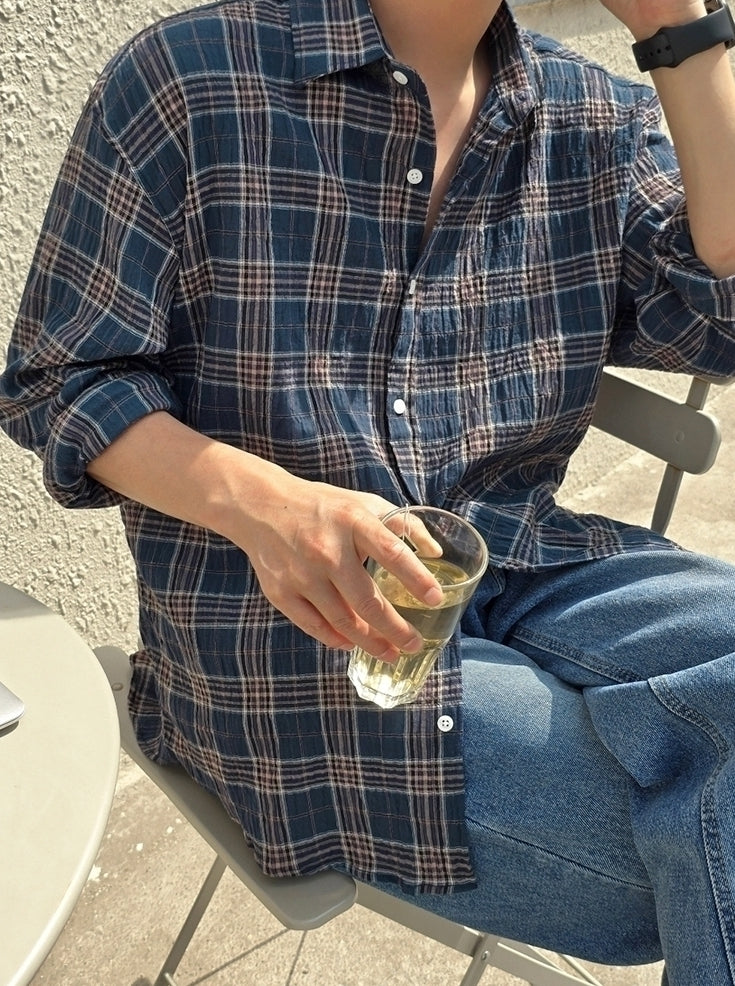 Plaid Casual Loose Fit Long Sleeve Shirt