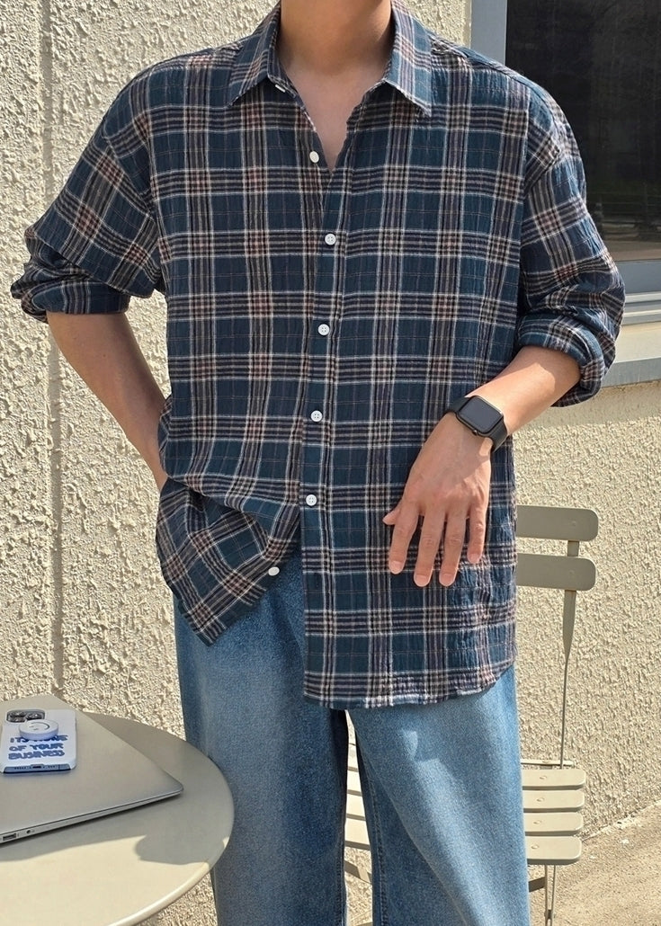 Plaid Casual Loose Fit Long Sleeve Shirt