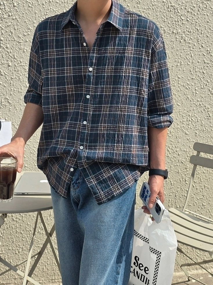 Plaid Casual Loose Fit Long Sleeve Shirt