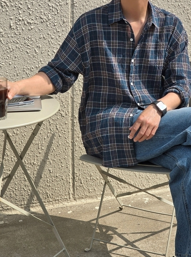 Plaid Casual Loose Fit Long Sleeve Shirt