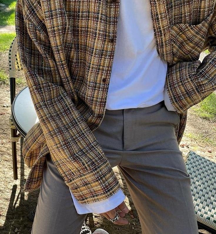 Plaid Casual Loose Fit Shirt Jacket
