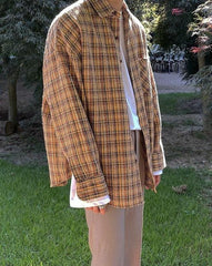 Plaid Casual Loose Fit Shirt Jacket