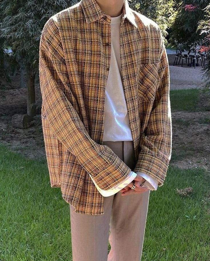 Plaid Casual Loose Fit Shirt Jacket