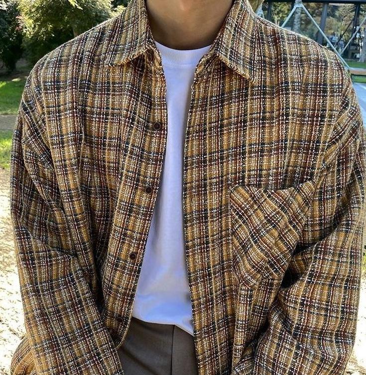 Plaid Casual Loose Fit Shirt Jacket