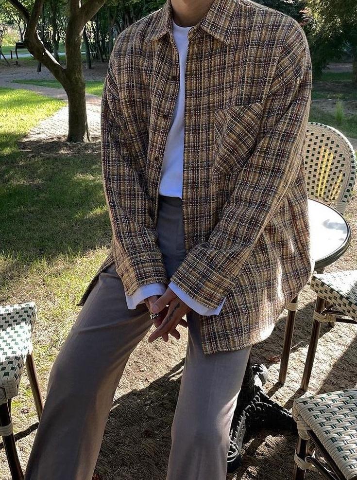 Plaid Casual Loose Fit Shirt Jacket