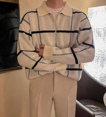 Plaid Collar Knit Pullover Sweater
