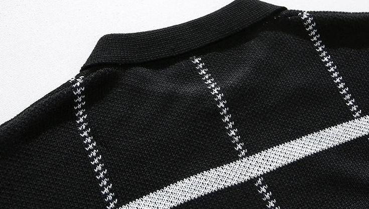 Plaid Collar Knit Pullover Sweater