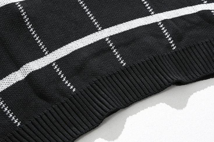 Plaid Collar Knit Pullover Sweater