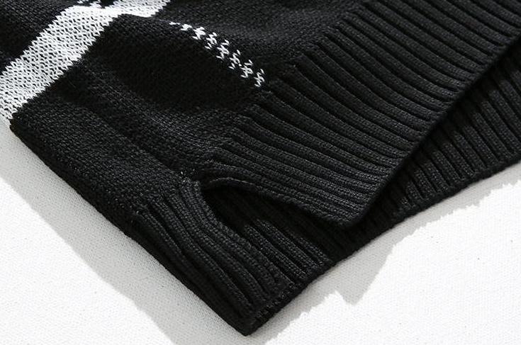 Plaid Collar Knit Pullover Sweater