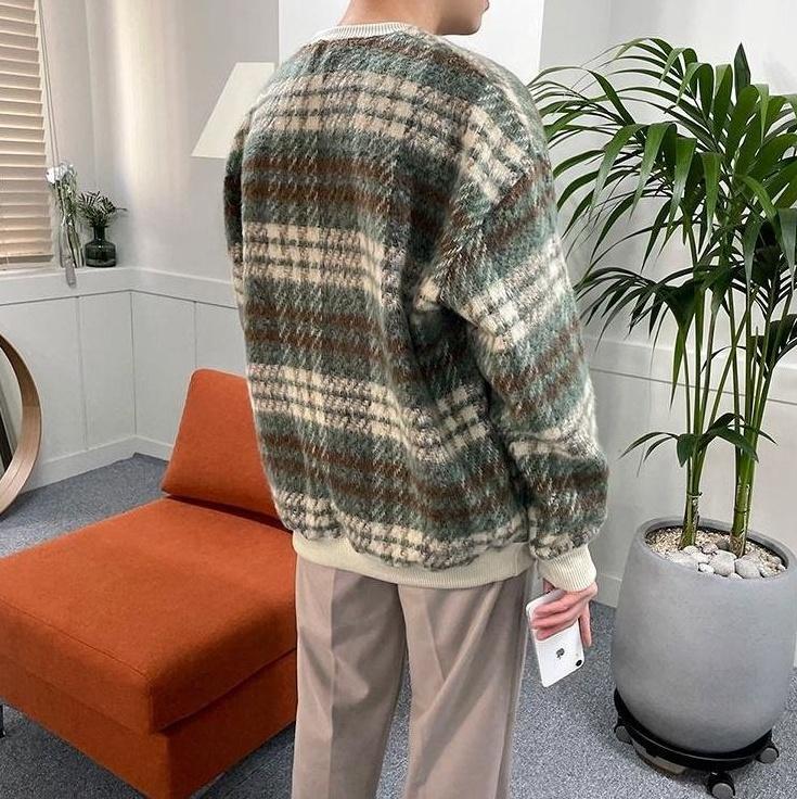 Plaid Fleece Pullover Sweatshirt