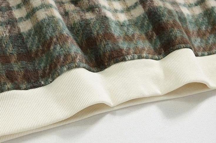 Plaid Fleece Pullover Sweatshirt
