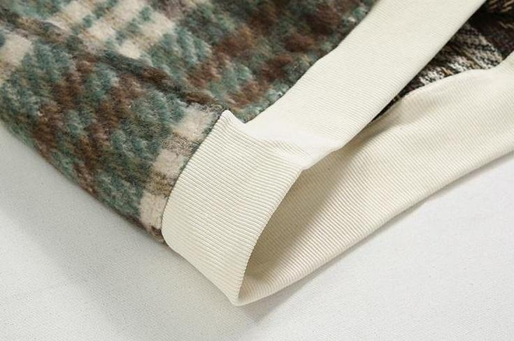 Plaid Fleece Pullover Sweatshirt