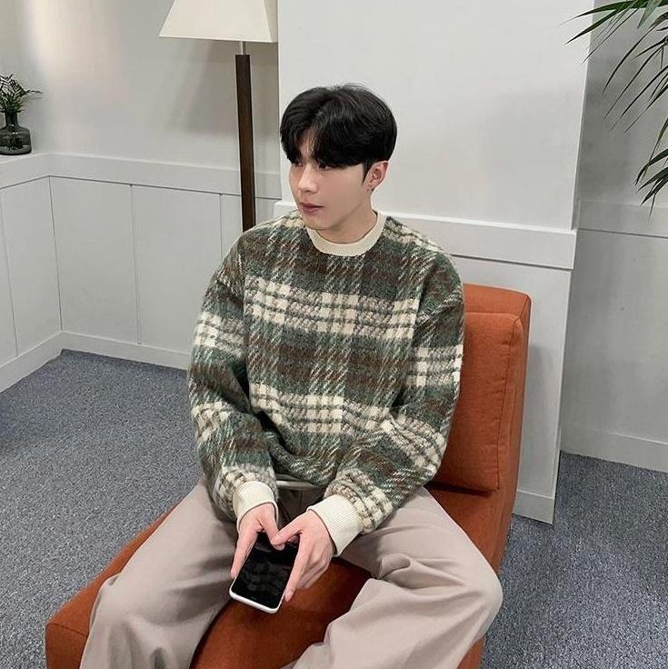 Plaid Fleece Pullover Sweatshirt