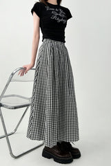 Plaid High Waist A Line Midi Skirt