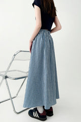 Plaid High Waist A Line Midi Skirt