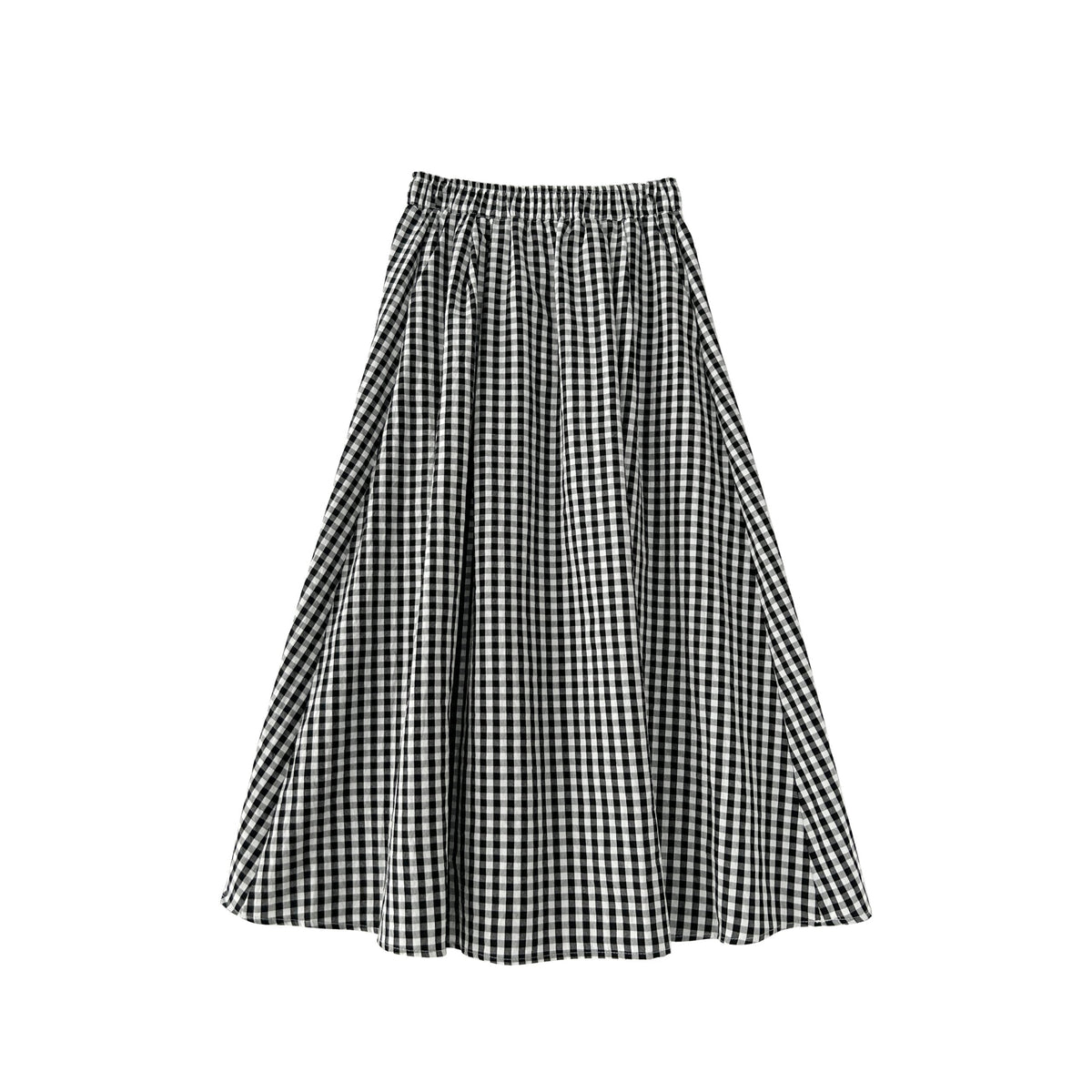 Plaid High Waist A Line Midi Skirt