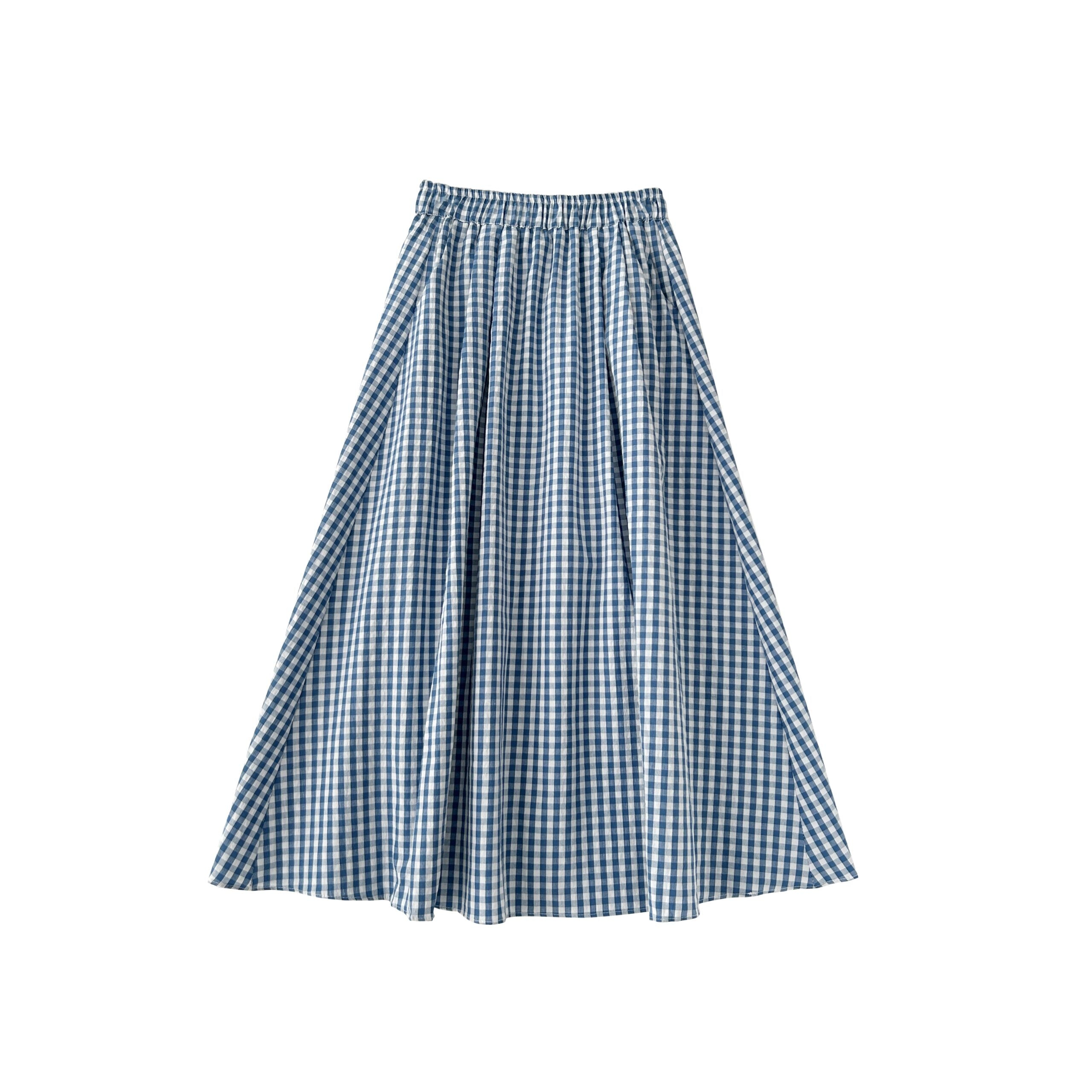 Plaid High Waist A Line Midi Skirt