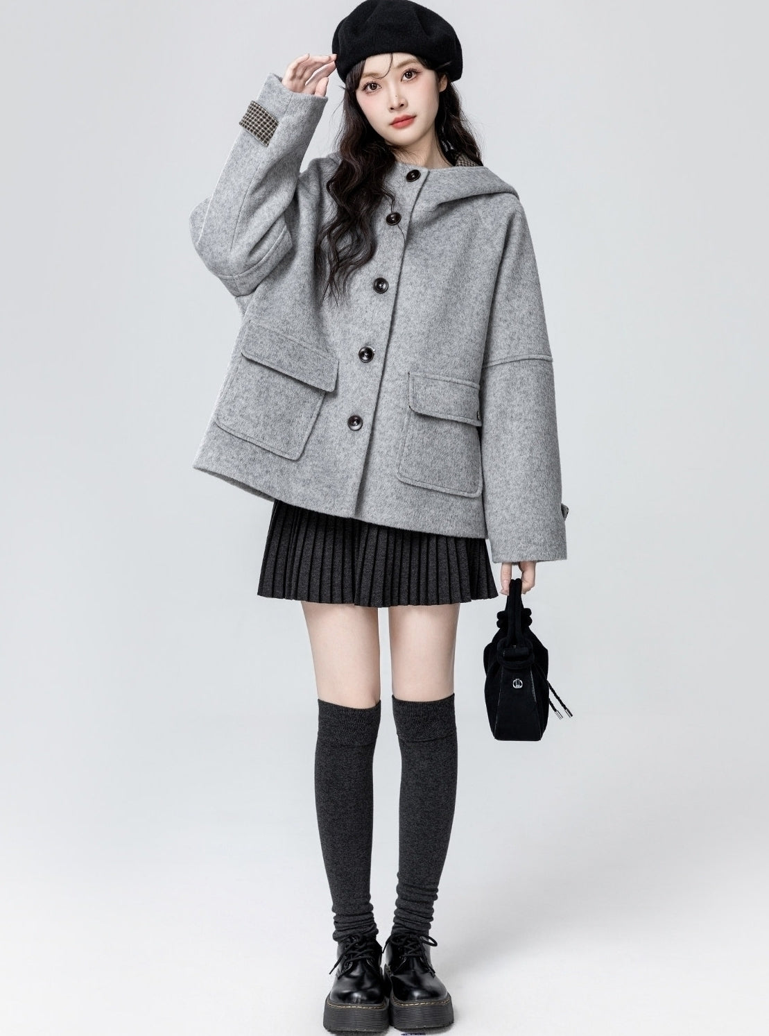 Plaid Hooded Thickened Winter Coat