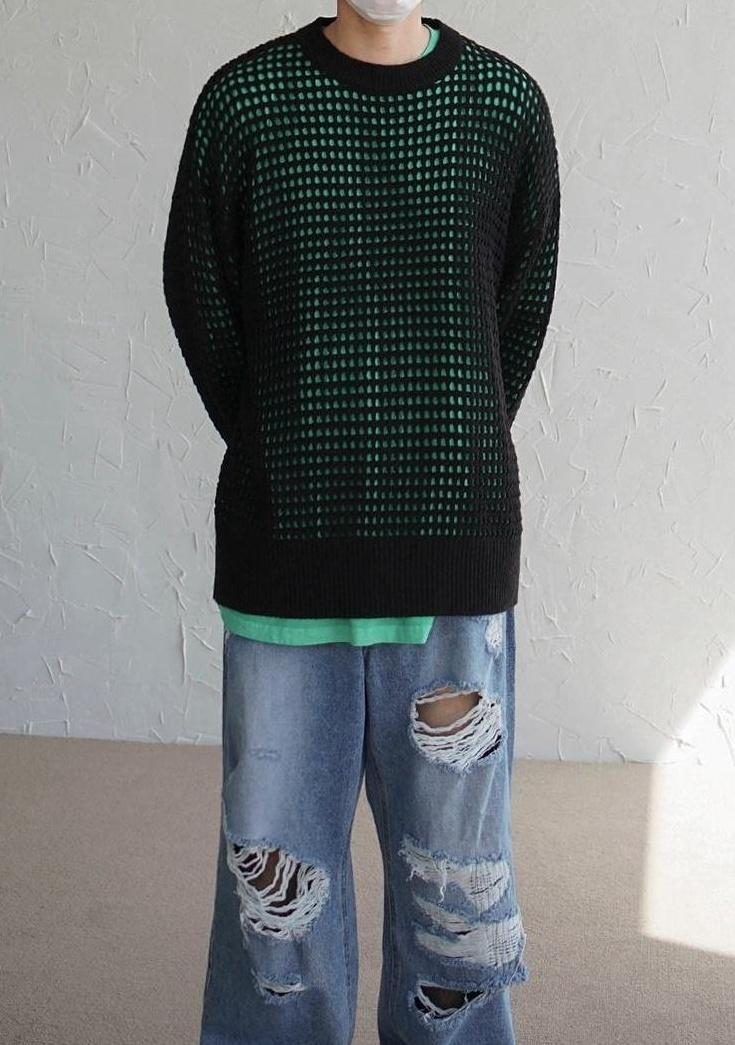 Plaid Knit Pullover Sweater