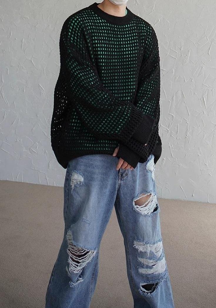 Plaid Knit Pullover Sweater