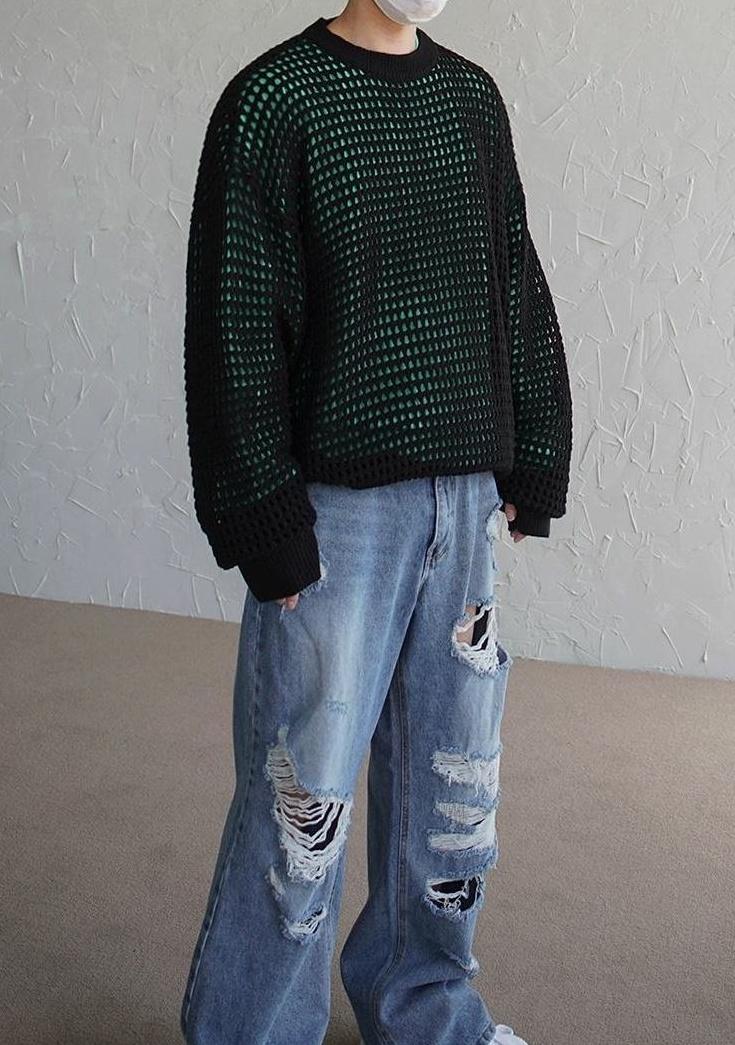 Plaid Knit Pullover Sweater