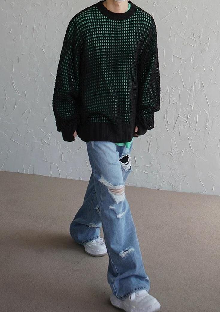Plaid Knit Pullover Sweater