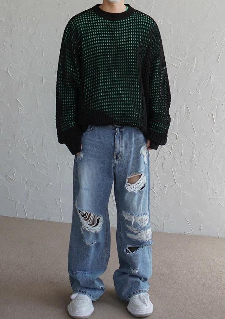 Plaid Knit Pullover Sweater