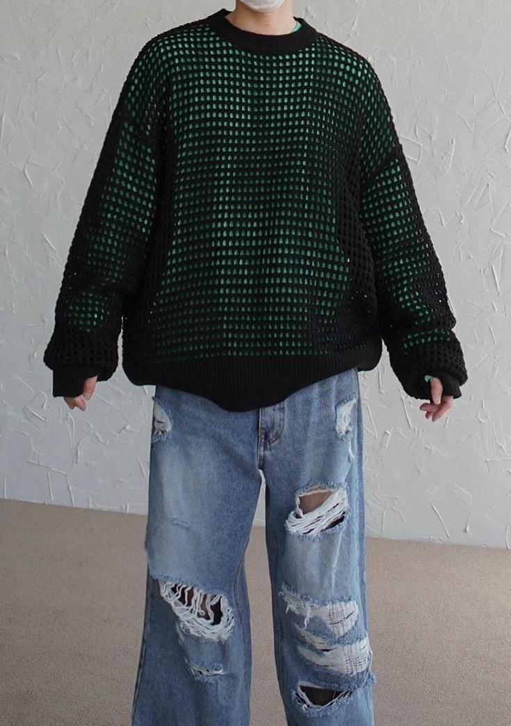 Plaid Knit Pullover Sweater