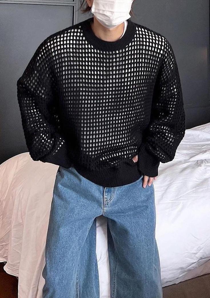 Plaid Knit Pullover Sweater