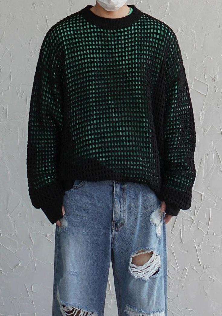 Plaid Knit Pullover Sweater