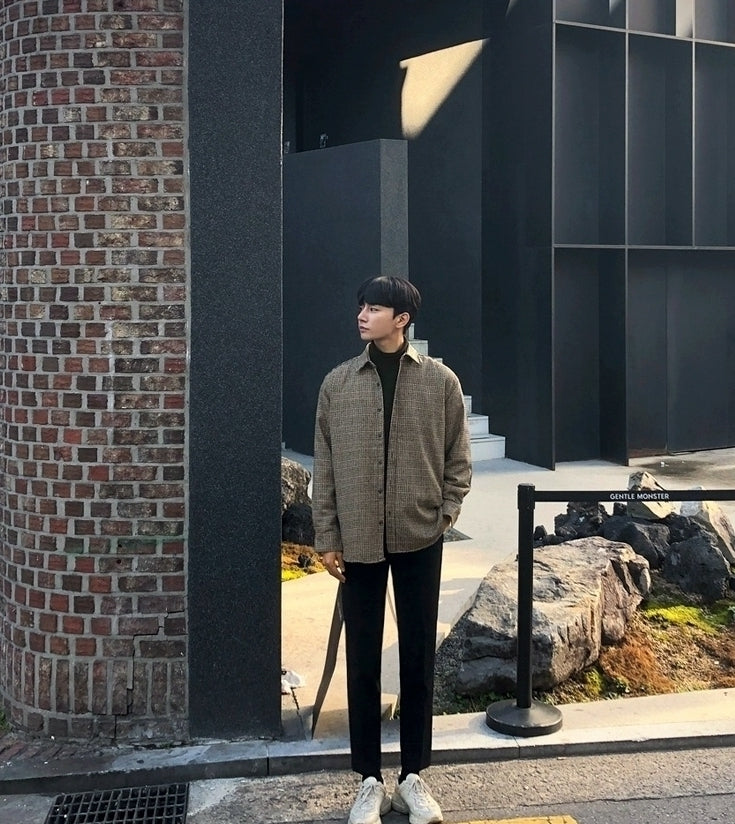 Plaid Long Sleeve Casual Vintage Shirt Jacket