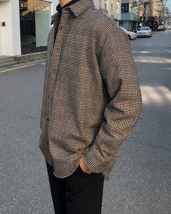 Plaid Long Sleeve Casual Vintage Shirt Jacket