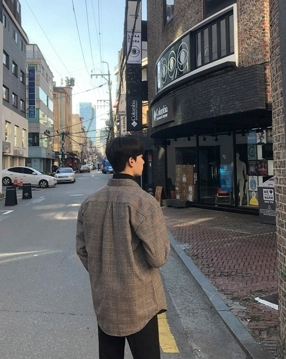 Plaid Long Sleeve Casual Vintage Shirt Jacket