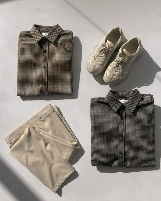 Plaid Long Sleeve Casual Vintage Shirt Jacket