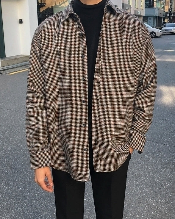 Plaid Long Sleeve Casual Vintage Shirt Jacket
