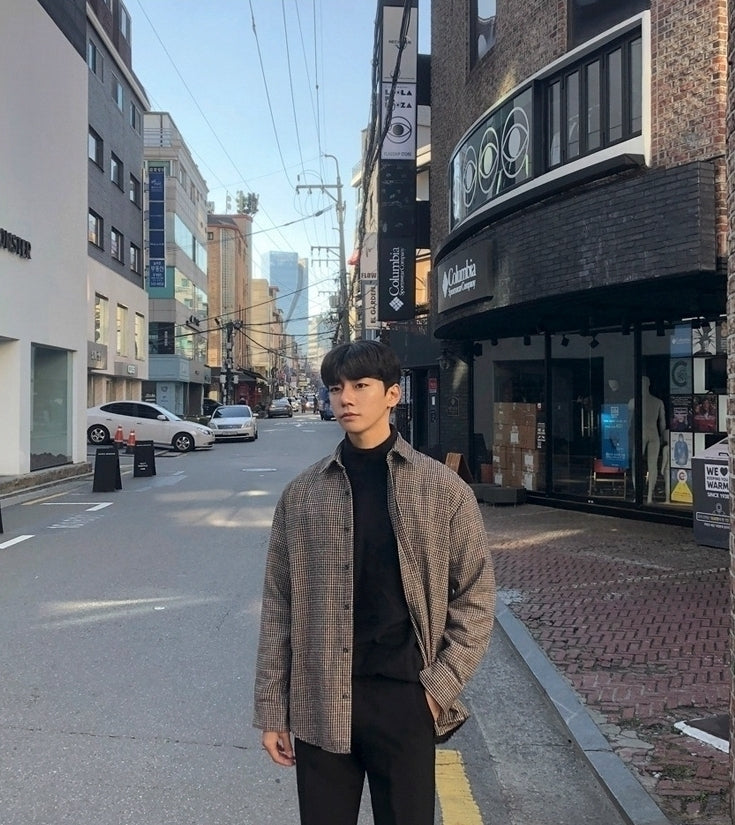 Plaid Long Sleeve Casual Vintage Shirt Jacket