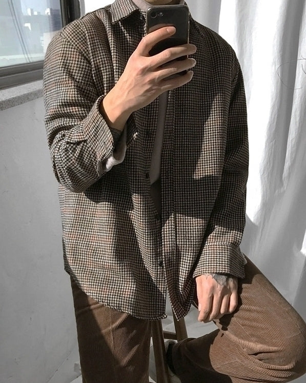 Plaid Long Sleeve Casual Vintage Shirt Jacket