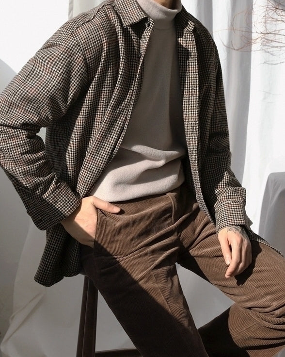 Plaid Long Sleeve Casual Vintage Shirt Jacket