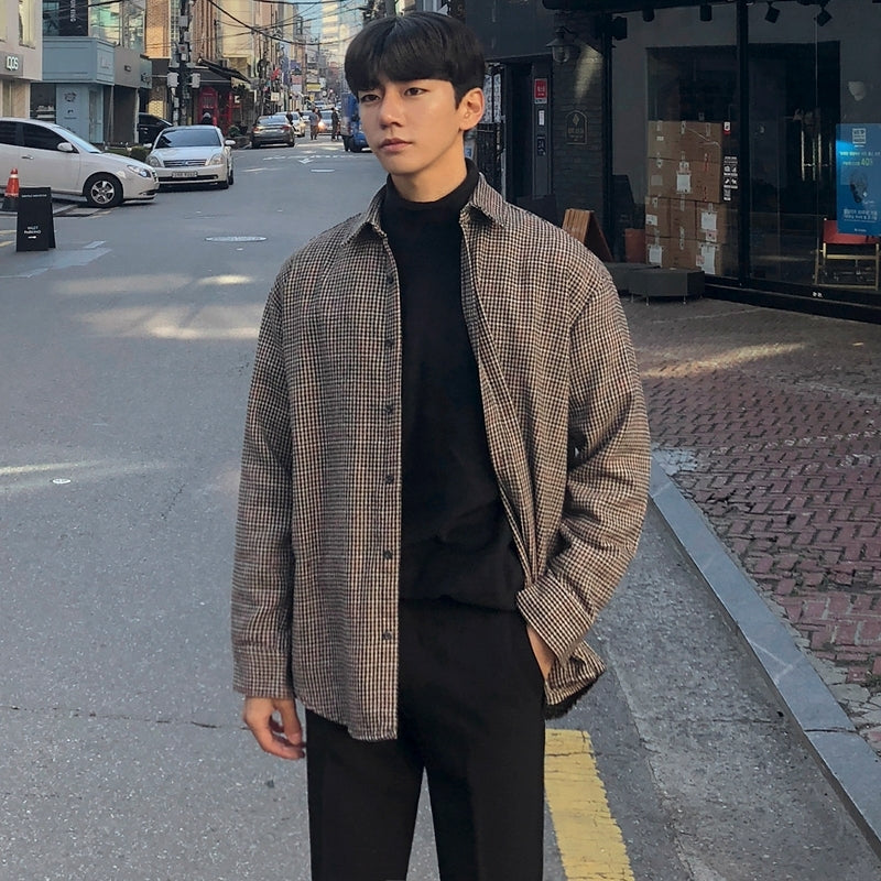 Plaid Long Sleeve Casual Vintage Shirt Jacket