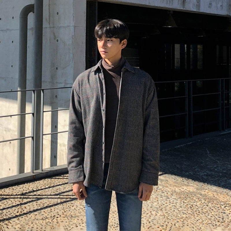 Plaid Long Sleeve Casual Vintage Shirt Jacket